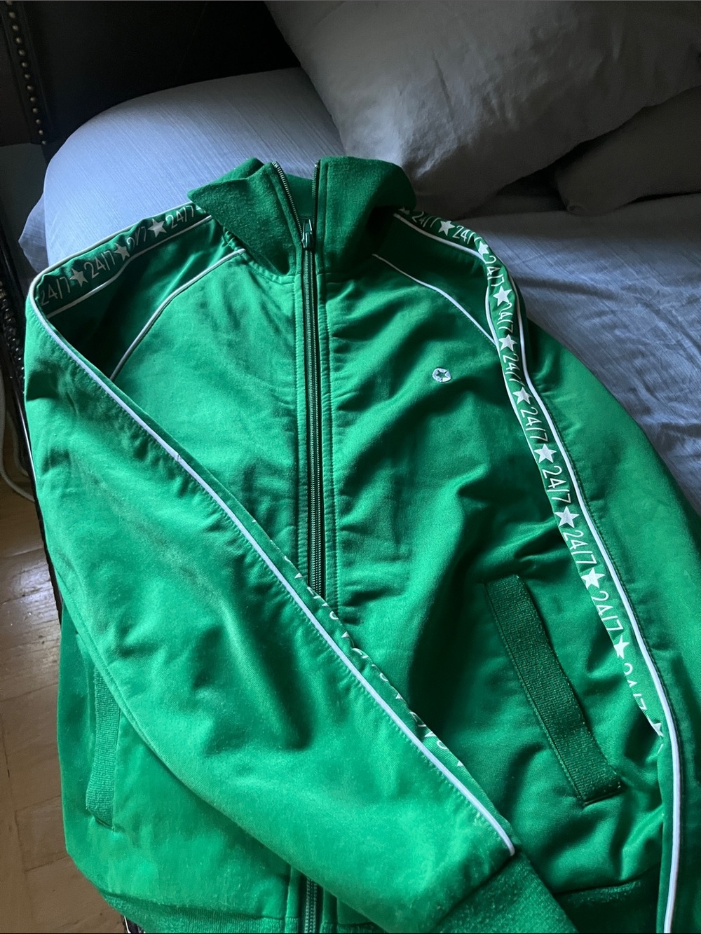 Green Track Jacket with Star Trim